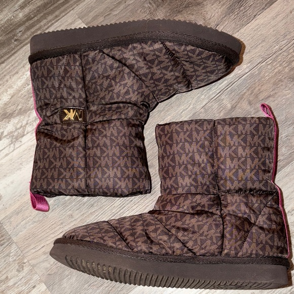 Michael Kors Stark Logo Slip-On Boots Brown & Pink Size 8 - Picture 2 of 5